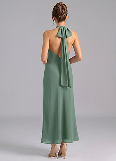 Azazie Velli Jurken voor bruidsmeisjes Jurk van Chiffon met Zeemeermin Hoge Kraag Eucalyptus image2