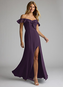 Azazie Sophie Bridesmaid Dresses Plum A-Line Off the Shoulder Chiffon Convertible Dress image4