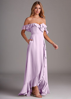 Azazie Lyra Bridesmaid Dresses Frosted Lilac A-Line Chiffon Convertible Dress image6