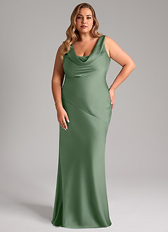Azazie Rylina Bridesmaid Dresses Matcha Mermaid Stretch Satin Dress image7