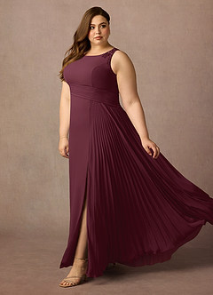Azazie Galvan vestidos de madre de la novia Vestido de Cabernet de Gasa de Corte En A con Lentejuela image8