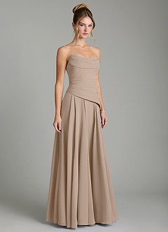 Azazie Gabriela Bridesmaid Dresses Taupe A-Line Corset Chiffon Dress image5