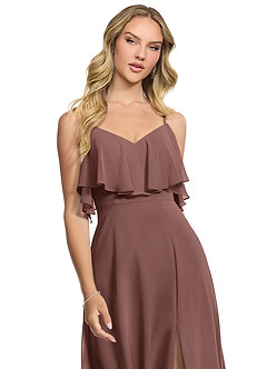 Azazie Jean Brautjungfernkleider Wandelbar A-Linie Chiffon Kleid Espresso image4