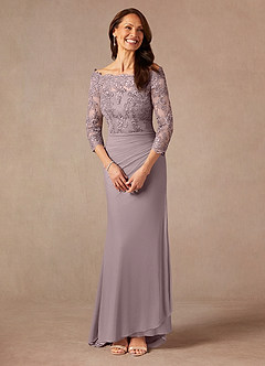 Azazie Rhonda Abiti per la Madre della Sposa Abito Sirena in Maglia a Spalla Scoperta Dusk image5