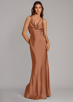 Azazie Cheryl Vestidos de damas de honor Vestido de Bronceador de Satén Elástico de Corte Sirena image5