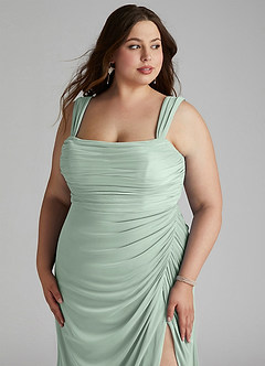 Azazie Jesaphine Bridesmaid Dresses Agave Sheath Ruched Mesh Dress image11