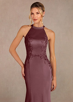 Azazie Tyra Mother of the Bride Dresses Sangria Mermaid Lace Stretch Satin Dress image4