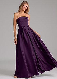 Azazie Lucienne Brautjungfernkleider Wandelbar A-Linie Schulterfrei Stretch-Satin Kleid Traube image8