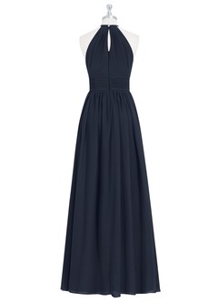 Azazie Cherish Robes de demoiselle d'honneur Robe Trapèze en Mousseline de soie Plissée Bleu Marine Foncé image7