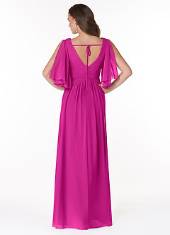 Azazie Temeka Abiti da Damigella Abito A-Line in Chiffon Increspato Fucsia image2