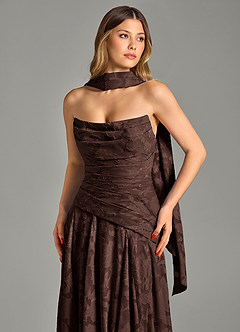 Azazie Gabriela 신부 들러리 드레스 A라인 스트랩리스 플로럴 번아웃 바닥 길이 드레스 image8