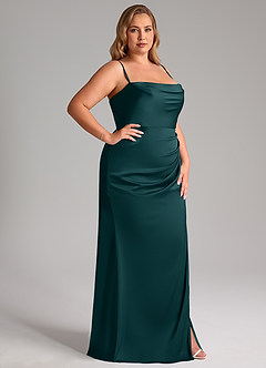 Azazie Leonis Bridesmaid Dresses Pine Mermaid Pleated Stretch Satin Convertible Dress image14