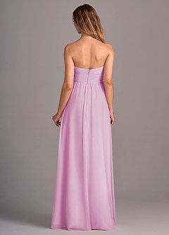 Azazie Joni Vestidos de damas de honor Vestido de Rosa Caramelo de Gasa de Corte en A Convertible con Sin tirantes image5