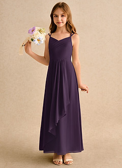 Azazie Zaida Girls Formal Flower Girl Klänningar Klänning A-Line i Chiffong Plisserad image6