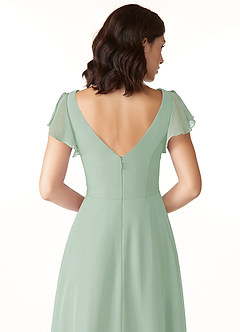 Azazie Omari Bridesmaid Dresses Agave A-Line Chiffon Dress image6