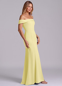 Azazie Luciana Bridesmaid Dresses Lemon Sorbet Sheath Off the Shoulder Chiffon Convertible Dress image5