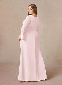 Azazie Belinda Mother of the Bride Dresses Blushing Pink A-Line V-Neck Pleated Chiffon Dress image9