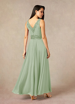 Azazie Devana Mother of the Bride Dresses Dusty Sage A-Line Sequins Chiffon Dress image4