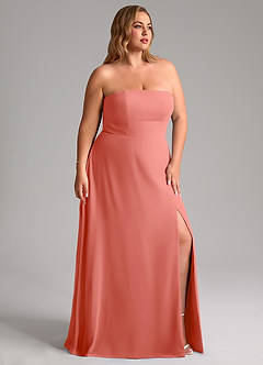 Azazie Wren Bridesmaid Dresses Salmon Pink A-Line Side Slit Chiffon Convertible Dress image12
