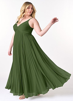 Azazie Raychelle Bridesmaid Dresses Olive A-Line V-Neck Chiffon Dress image9