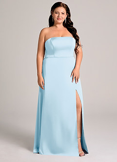 Azazie Wren Bridesmaid Dresses Sky Blue A-Line Strapless Stretch Satin Convertible Dress image9