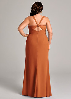 Azazie Mero Brudtärnklänningar Klä av Tubklänning i Chiffong Plisserad Kanel image10