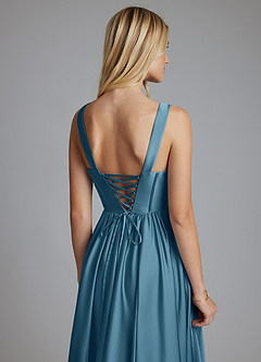 Azazie Delmie Vestidos de damas de honor Vestido de Bermudas de Satén Elástico de Corte en A con Corsé image3