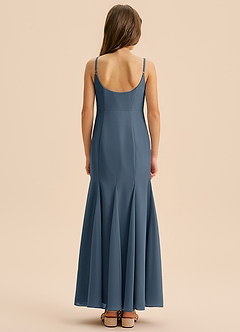 Azazie Evey Junior Abito Sirena in Chiffon Plissettato Blu Nettuno image2