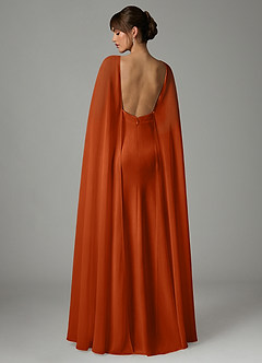 Azazie Stefania Vestidos de damas de honor Vestido de Naranja Quemada de Satén Elástico de Corte en A image4