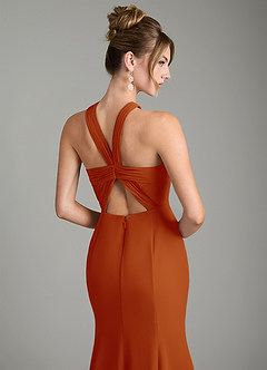 Azazie Rue Bridesmaid Dresses Paprika A-Line Halter Chiffon Dress image6