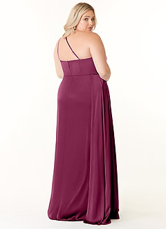 Azazie Maron Bridesmaid Dresses Mulberry A-Line One Shoulder Stretch Satin Dress image9