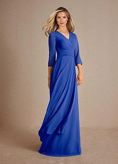 Azazie Mayfield Mother of the Bride Dresses Royal Blue A-Line Pleated Chiffon Dress image2