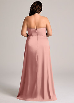 Azazie Wren Bridesmaid Dresses Rosette A-Line Strapless Stretch Satin Convertible Dress image7