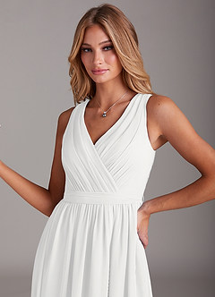 Azazie Kingsley Bridesmaid Dresses White A-Line Lace Chiffon Dress image6