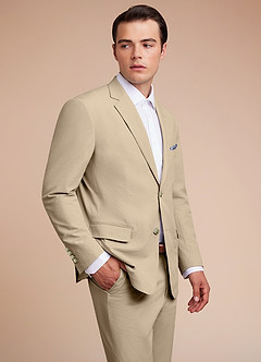 front Miles Tan Seersucker Suit Jacket