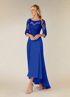 Azazie Monza Mother of the Bride Dresses Royal Blue A-Line Lace Chiffon Dress image2