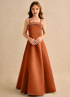 Azazie Izel Girls Formal Flower Girl Klänningar Klä A-Line i Matt satäng Plisserad image6