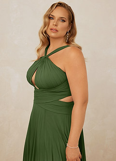 Christian Siriano Bridal for Azazie 1009 Bridesmaid Dresses Olive A-Line Pleated Chiffon Dress image14