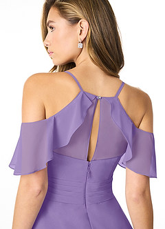 Azazie Dakota Bridesmaid Dresses Tahiti A-Line V-Neck Pleated Chiffon Dress image4