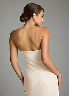 Azazie Saylor Vestidos de damas de honor Vestido Alabastro Blanco de Gasa de Corte Sirena con Palabra de honor image10