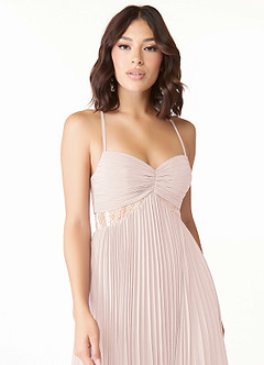 Azazie Devyn Bridesmaid Dresses Rose Petal A-Line Corset Chiffon Dress image5
