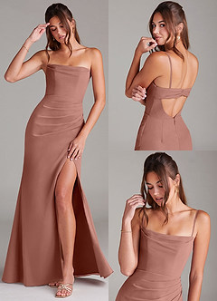 Azazie Leonis Bridesmaid Dresses Cedar Rose Sheath Strapless Chiffon Convertible Dress image9