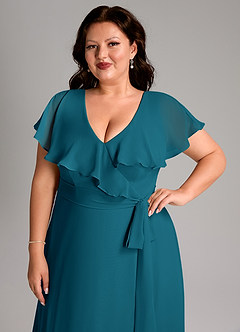 Azazie Lainey Bridesmaid Dresses Ink Blue A-Line with Pockets Chiffon Dress image13