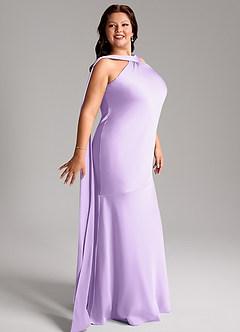 Azazie Kinsley Robes de demoiselle d'honneur Robe Sirène en Satin extensible Fente Latérale Lilas image12