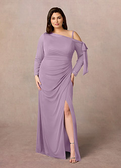 Azazie Marna Mother of the Bride Dresses Wisteria Sheath One Shoulder Mesh Dress image6