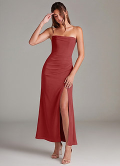Azazie Leonis Bridesmaid Dresses Rust Mermaid Strapless Chiffon Convertible Dress image1