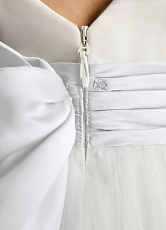 Azazie Sosie Flower Girl Dresses Ivory White A-Line Pleated Tulle Dress image5