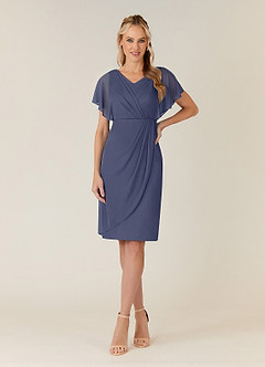Azazie Waverly Mother of the Bride Dresses Stormy Sheath Pleated Mesh Dress image1