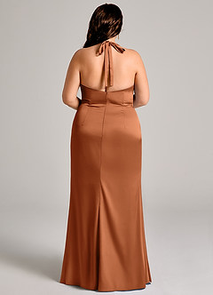 Azazie Valerie 신부 들러리 드레스 인어 주름진 스트레치 새틴 바닥 길이 드레스 image12