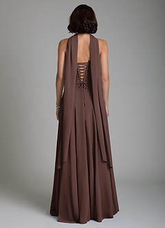 Azazie Ira Bridesmaid Dresses Ganache A-Line Corset Chiffon Dress image4